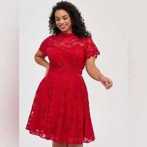 Torrid Red Lace Midi Dress